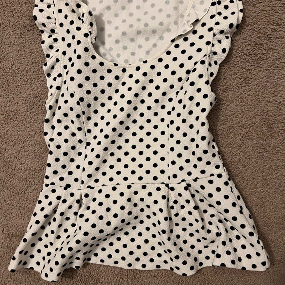 Polka Dot Ruffle Sleeve Top